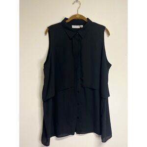 Joan Rivers‎ Women's Black Button-Down Tank Top Size L